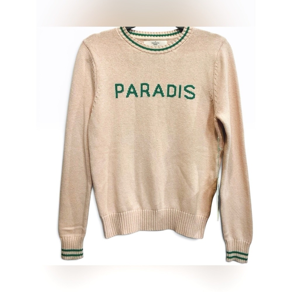 TROVATA Birds of Paradis BARBARA SWEATER BELLINI Pink Crewneck Pullover XS NWT